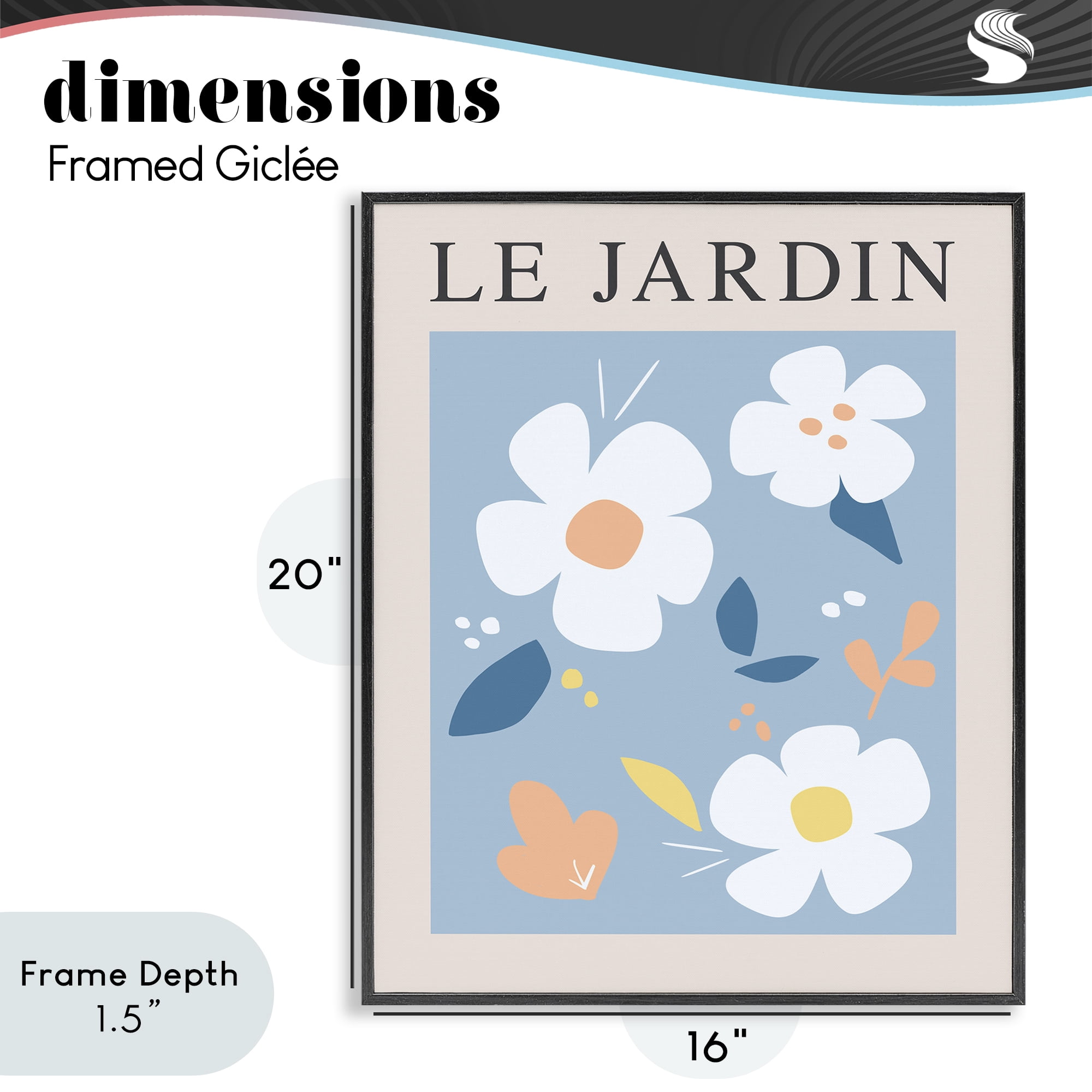 Stupell Industries Bouncing Floral Le Jardin Black Framed Giclee Art, design by Anna Quach