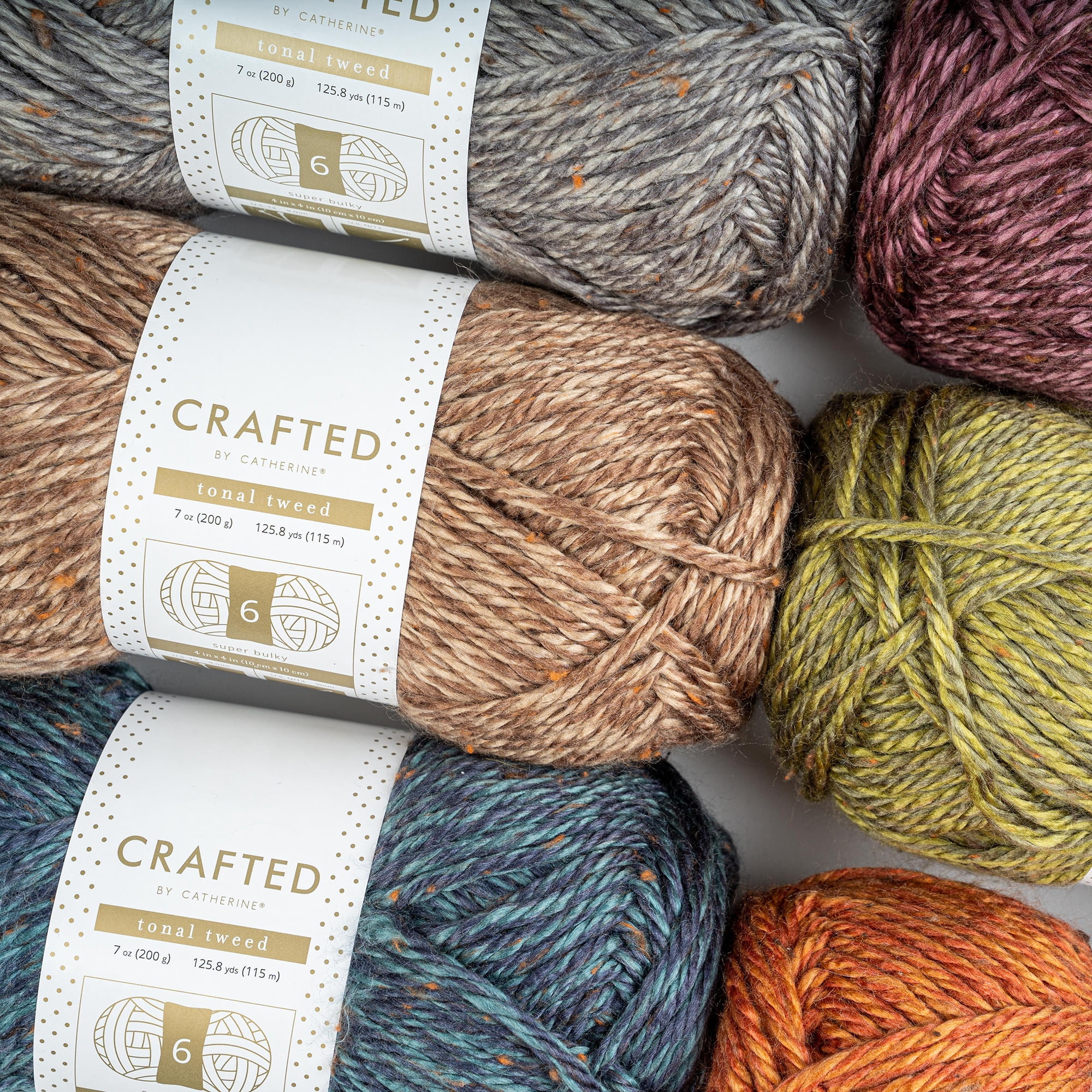 Crafted by Catherine Brown Tonal Tweed Super Bulky Yarn, 125 yards, 7oz/200g (2 Pack)
