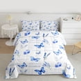 thumbnail image 2 of Manfei Cute Butterflies Queen Comforter Set,Vintage Flower Bedding Sets,White Blue Bedding Comforter Set For Girls Kids,Super Cozy Room Decor,3-Piece, 2 of 8