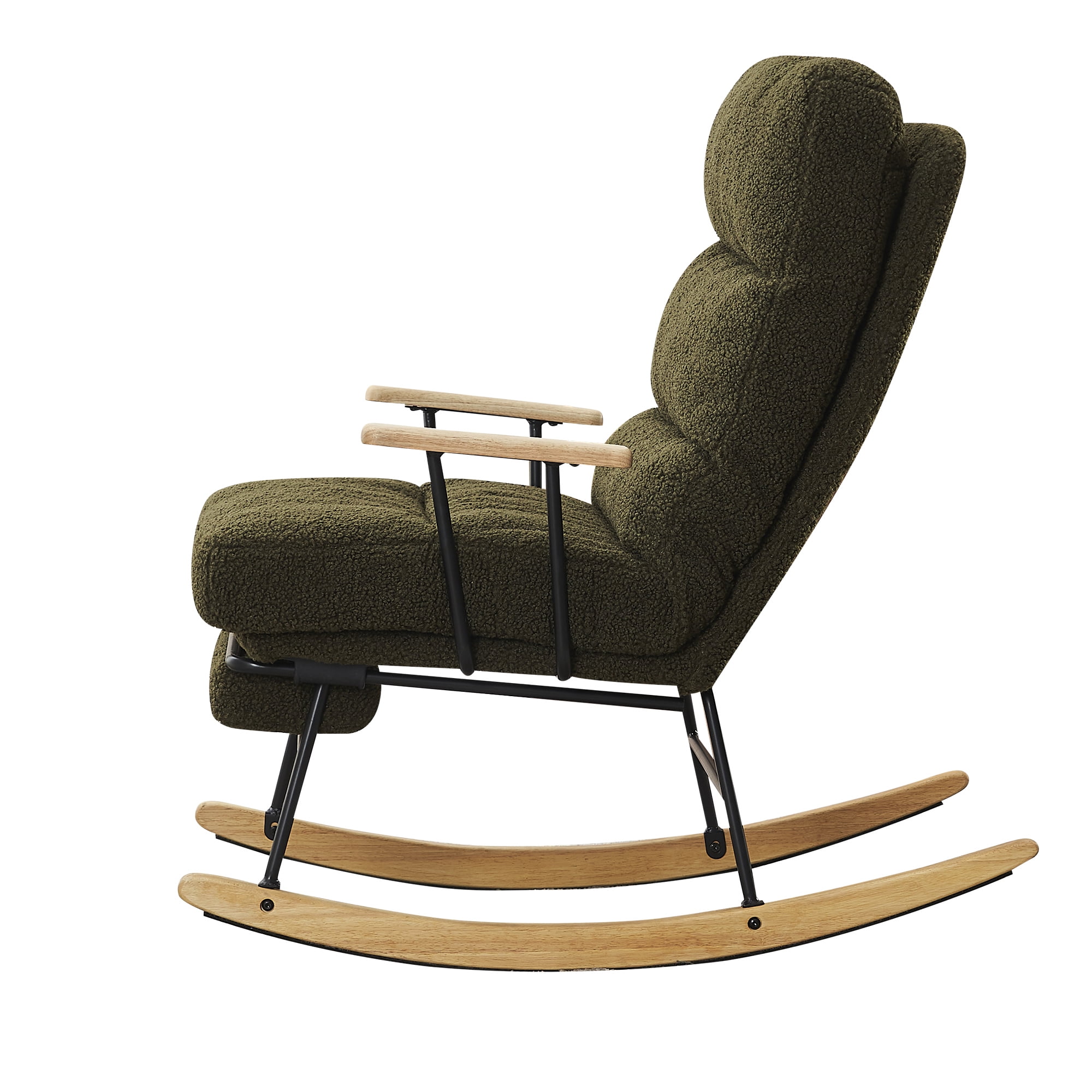 Banome Modern Teddy Gliding Rocking Chair with High Back - Retractable Footrest and Adjustable Back Angle - Perfect for Nursery, Living Room, and Bedroom