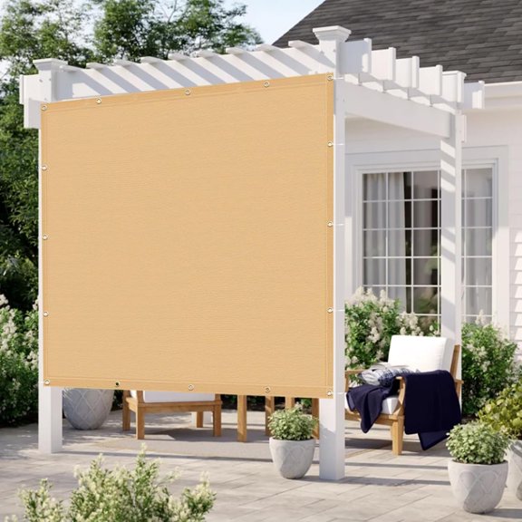 LOVE STORY 6' x 10' Sun Shade Cloth with Grommets 95% UV Protection Pergola Shade Cover for Outdoor, Sand
