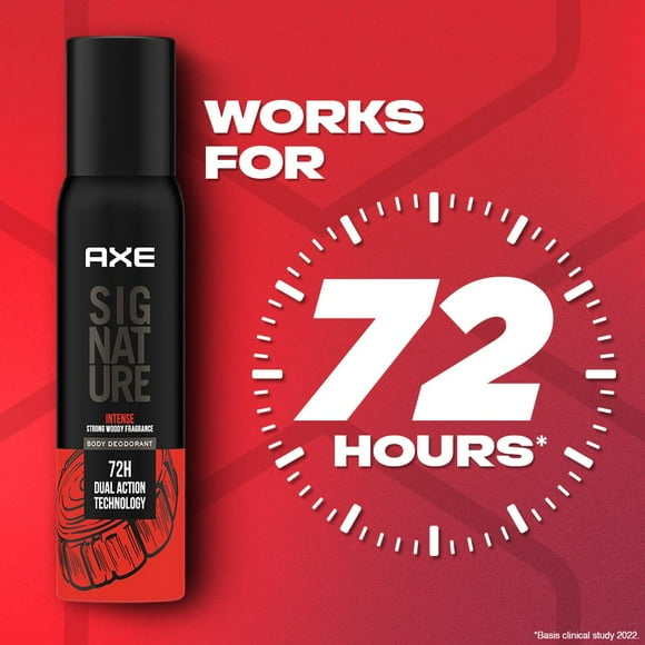 Axe Signature Intense Body Deodorant Spray For Men 200ml, 6.7 Fl.oz. | Long Lasting No Gas - 72Hr Dual Action Technology | Strong Woody Fragrance For Boys