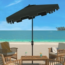 SAFAVIEH Zimmerman 7.5' Market Crank Square Patio Umbrella, Dark Green/White