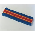 thumbnail image 3 of Couver Unisex Terry Striped Basketball Headband Sweatband, Blue/Red, 3 Pieces, 3 of 7