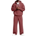 thumbnail image 6 of Migroa Hoodies for Men Tracksuit Set - Matchingquarter Zip Pullover Sportswear & Joggers Sweatpants, Versatile Athletic Casual Wear in Solid Colors , Wine 3Xl, 6 of 8