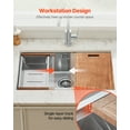 thumbnail image 4 of 23" Kitchen Sink Undermount Single Bowl Drop-In Basin Stainless Steel Bar, 4 of 9