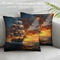 thumbnail image 3 of Orinice Sunset Graphic Decorative Cotton Linen Throw Pillow Cover Summer Print 1PC 20x20in, 3 of 5