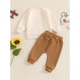 thumbnail image 6 of Baby Toddler Boy 2 Piece Fall Outfit, 0 6 12 18 24 Months 2T 3T Letter Rugby Print Long Sleeve Sweatshirt Elastic Waist Pants with Pockets Clothing Set, 6 of 9