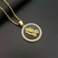 thumbnail image 5 of Iced Out Praying Hand Pendant Necklace For Mens/Women 14K Yellow Gold Hip Hop Charm Jewelry Necklace Chain For Gifts, 5 of 8