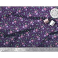 thumbnail image 3 of Soimoi Modal Satin Fabric Leaves & Periwinkle Floral Print Fabric by Yard 42 Inch Wide, 3 of 3