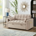 thumbnail image 3 of 3 in 1 Convertible Sleeper Sofa Bed, 53" Modern Convertible Sofa Bed with 2 Detachable Arm Pockets,Velvet Pull Out Couch with Pull Out Bed for Living Room Furniture,Taupe, 3 of 7