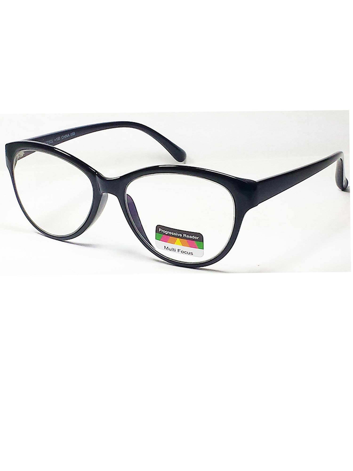 Multi Focus Cat Eye 3 in 1 Progressive Reading Glasses Black +1.50