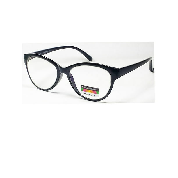 Multi Focus Cat Eye 3 in 1 Progressive Reading Glasses Black +1.50