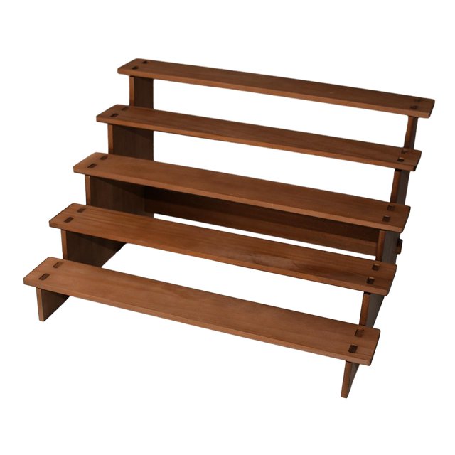 QualitChoice Wooden Display Riser Shelf Collectibles Display Stand for Dolls Figures Toys 3 Layer 40cm Brown 5 Layer 40cm