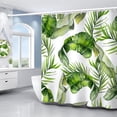thumbnail image 4 of Tropical Leaves Shower Curtain Green Palm Banana Leaf Plant Botanical Shower Curtains for Bathroom Waterproof Polyester Fabric Bathroom Curtain with 12 Hooks, 4 of 5
