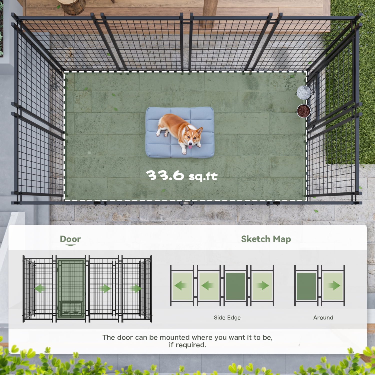 Homall 94.5”D×51.2”W×66.9”H Outdoor Dog Cage for Small/Medium/Large Dogs Dog Kennel with UV-Resistant Waterproof Roof Cover for Outside Heavy Duty Dog Fence,Large