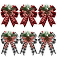 thumbnail image 2 of Dserhfy Christmas Burlap Plaid Bow with Pine Cones Pine Needles Large Buffalo Plaid Bow Xmas Wreath Checkered Bow for Holiday Crafts Home Party Tree Decor, 2 of 8