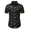 thumbnail image 2 of ZCFZJW Hawaiian Shirt for Men Short Sleeves Gold Tropical Palm Tree Printed Button Down Summer Slim Fit Casual Beach Dress Aloha Shirts Tops Black S, 2 of 5