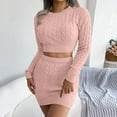 thumbnail image 2 of HXWCHs Women's Fashion Knitted Sweater and Skirt Suit Set for Autumn Winter Casual Wear S Pink, 2 of 8