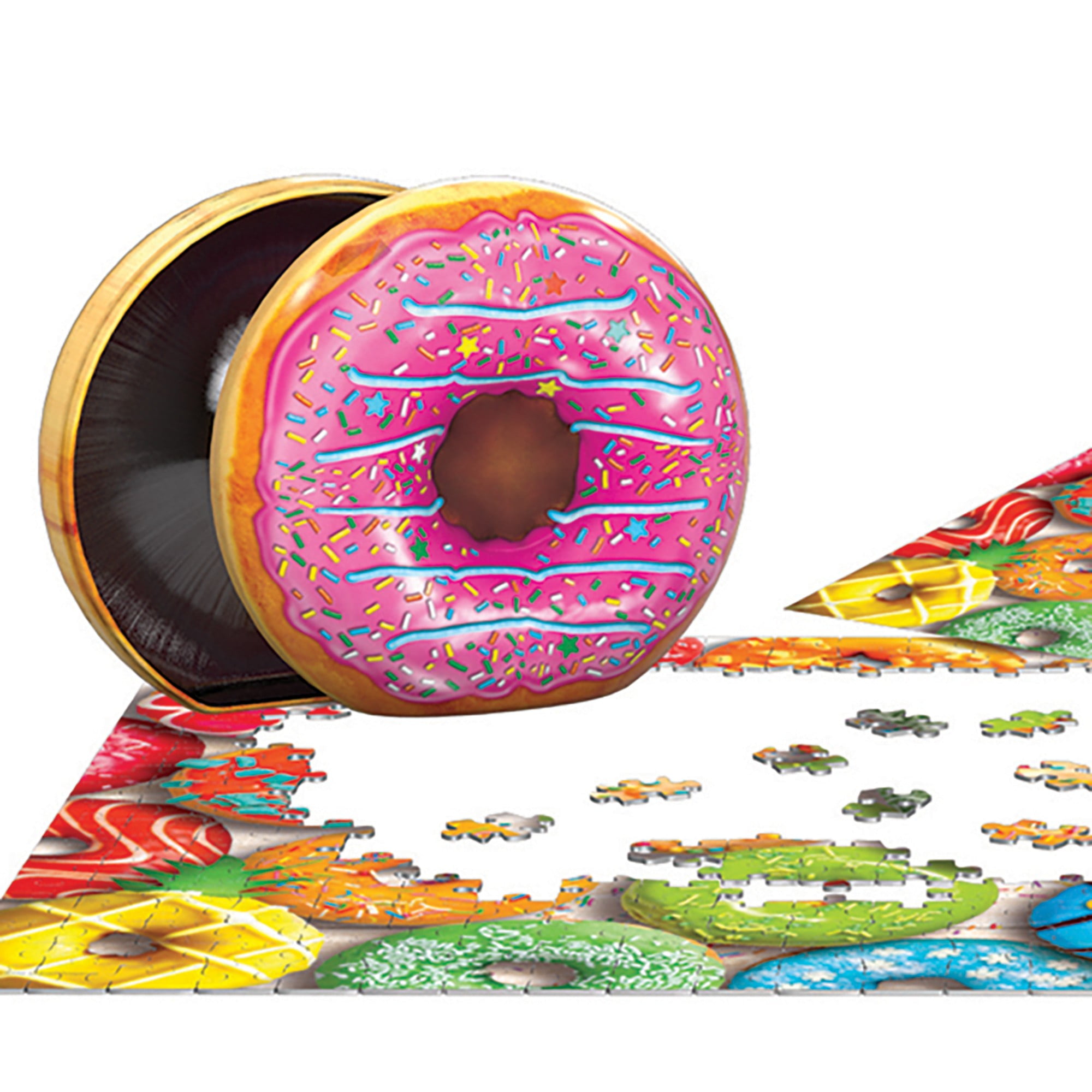 Eurographics: Puzzle Tin: Donut Rainbow - 550 Piece Jigsaw - Collectible Decorative Desert Shaped Gift Tin, 13 x 19" Assembled, High-Quality Materials