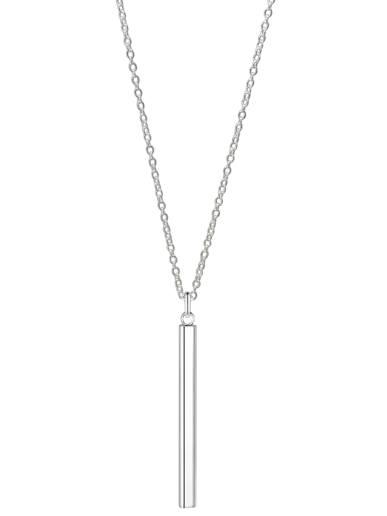 Sterling Silver Plated Bar Drop Pendant Necklace - Walmart.com