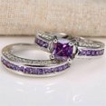 thumbnail image 5 of Sparkle Jewels 3 Ct Princess Cut Purple CZ Women Bridal Set Ring 14k White Gold Plated, 5 of 6