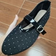 thumbnail image 5 of Gpaecead Women's Rhinestone Mesh Breathable Flats Closed Toe Thin Strap Buckle Versatile Glam Summer Shoes, Black, 5 of 7
