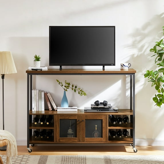Wine shelf table, Cosymart modern wine bar cabinet, console table, bar table, TV cabinet, sideboard with storage compartment