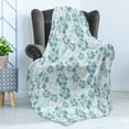 thumbnail image 4 of Hawaii Soft Flannel Fleece Blanket, Flower Silhouettes Spring Season Faded Floral Arrangement Blooming Nature, Cozy Plush for Indoor and Outdoor Use, 50" x 70", Pale Blue Turquoise, by Ambesonne, 4 of 5