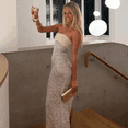 thumbnail image 6 of EASYBRAUS Women Strapless Sequin Bodycon Maxi Dress Elegant Party Evening Dress, 6 of 7