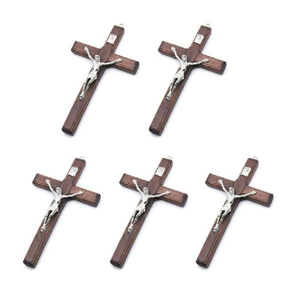 SIEYIO 5pcs Wooden Christ Jesus for Cross Suffering Statue Religious Prayer Crucifix Hanging Pendant Hand Holding Jewelry