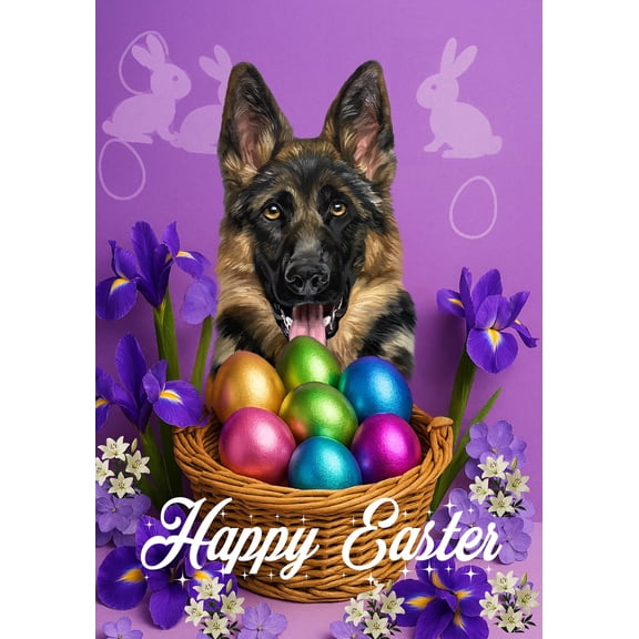 German Shepherd - Best of Breed Easter Holiday Outdoor Garden Flag 12" x 17" Mailbox Flag Dog Flag