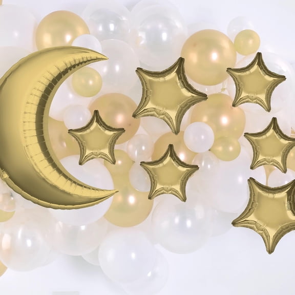 Moon and Stars Foil Balloon Accent Kit - 9" - 26" | Gold | Pack of 10