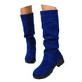 thumbnail image 3 of Women's Mid-Calf Boots Suede Fall Winter Fashion Knee High Booties Comfortable Casual Dress with Heels, 3 of 9