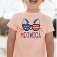 thumbnail image 2 of Meowica Kitty Cat 4th of July Shirts Matching Family Outfits for Independence Day Peach Shirt Adult Medium, 2 of 6