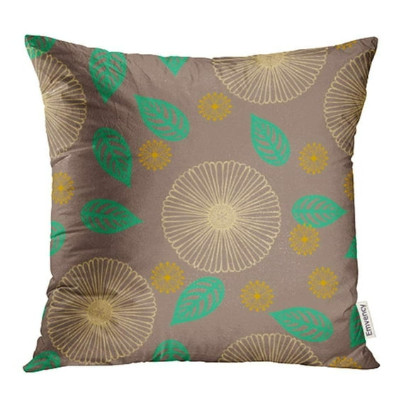 EREHome Colorful Bohemian Pattern with Flowers in Thin Lines Organic Brown Color for Summer Pillow Case Pillow Cover 20x20 inch Throw Pillow Covers