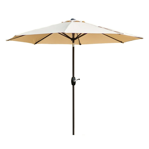 9 Ft Outdoor Market Umbrella with Tilt and Crank, Beige