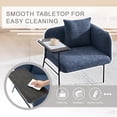 thumbnail image 2 of Upholstered Accent Lounge Chair with Small Table and Back Pillow, Modern Single Sofa Armchair with Metal Frame and Side Pockets, Navy Reading Seating for Bedroom Home Office, 2 of 11