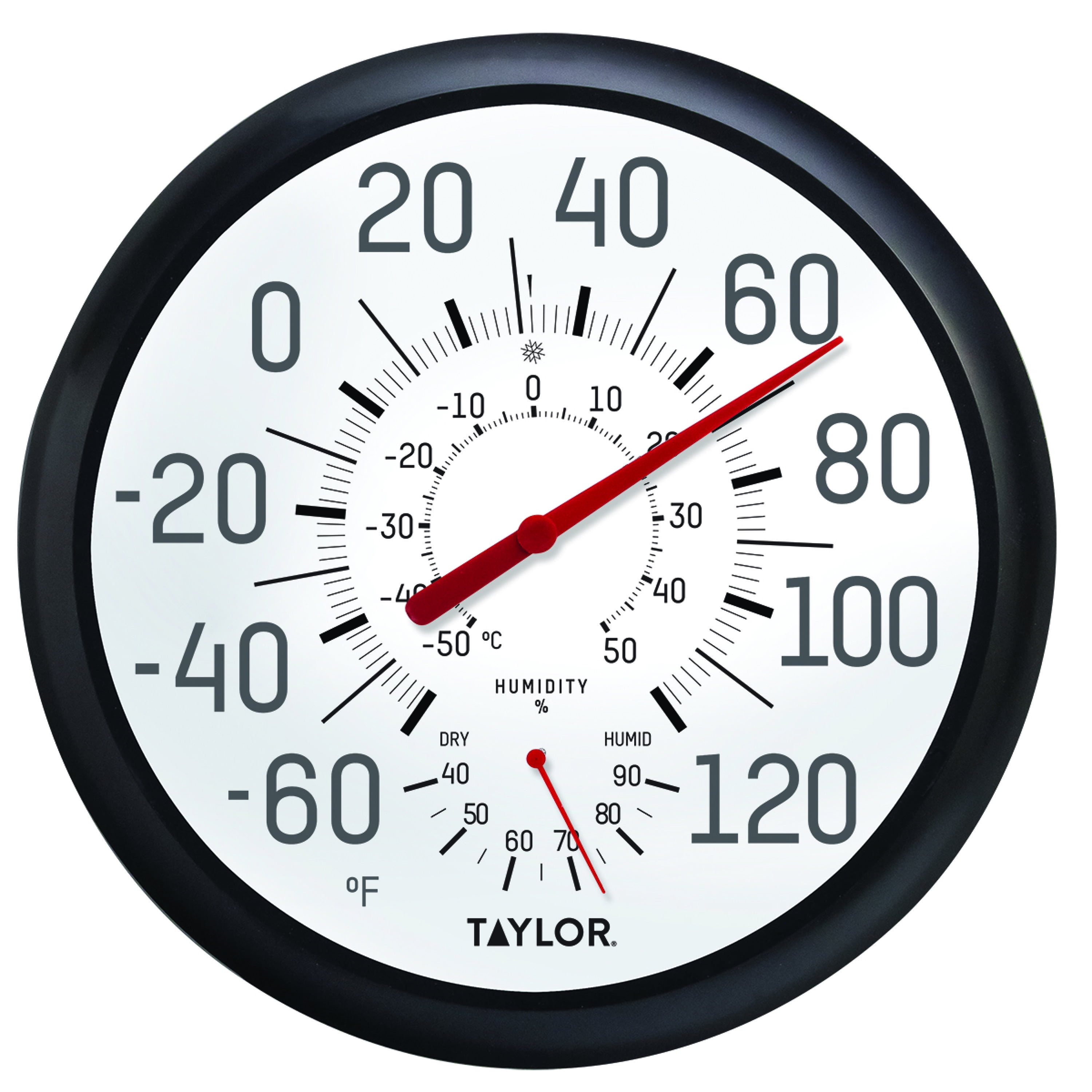 Taylor 13.25" Black & White Thermometer & Hygrometer