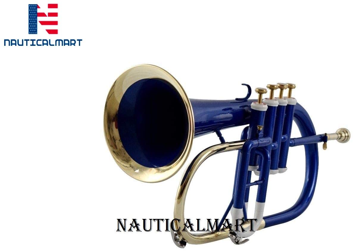 NauticalMart Brass Bb Flat 4 Valve Flugel Horn + Free Hard Case + Mouthipice - image 1 of 7