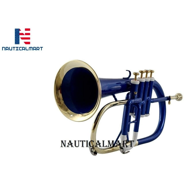 NauticalMart Brass Bb Flat 4 Valve Flugel Horn + Free Hard Case + Mouthipice