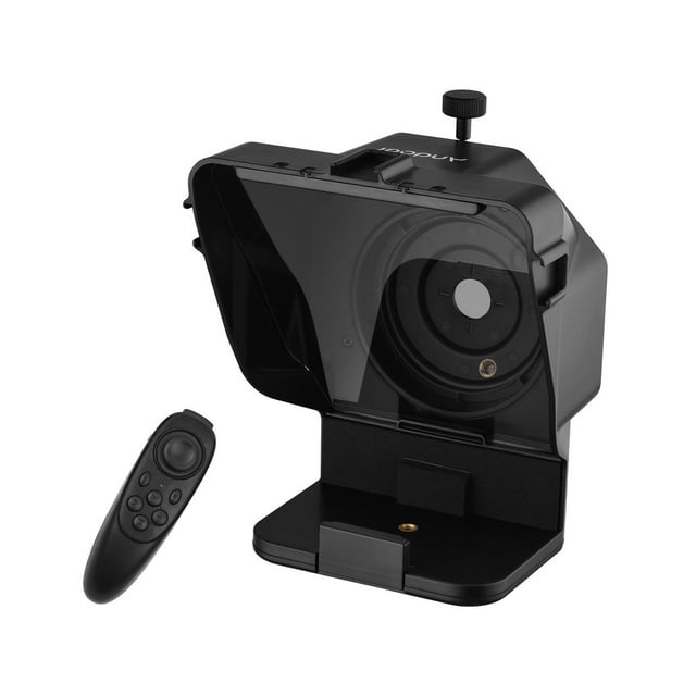 Portable Smartphone Teleprompter Prompter With Phone Holder Adapter Remote Control For Video Recording Live Interview ,Easy setup, Desktop controlled