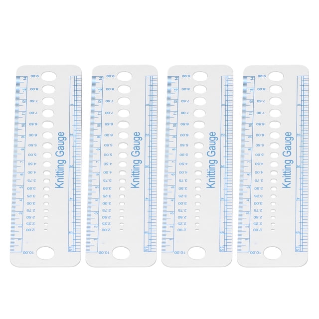 4 Uds. Medidor de aguja de tejer de plástico, herramienta de medición de calibre de tejido, escala transparente, herramienta de calibre de tejido Flexible