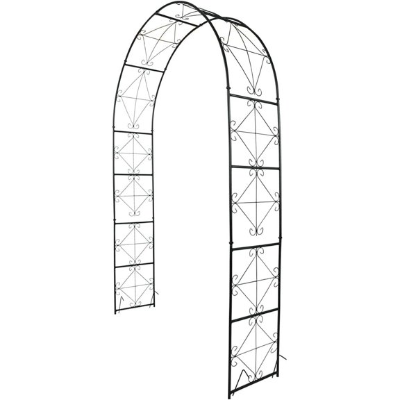 Metal Garden Arch Army Green Garden Arbor Outdoor Wedding Arches Arbor Indoor Garden Arches for Wedding Party and Gardens 7'2" High X 4'5" Wide Black