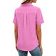 thumbnail image 4 of Camisas de Manga Larga para las Mujeres Suelto Ajuste Solapa Botón de Manga Corta Imitación Túnica de Lino, Camisas de Manga Larga para las Mujeres Bajo Scrubs Blusa Casual, 4 of 7