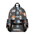 thumbnail image 3 of Football and Text Grey Pattern Cute School Backpack Bag for School with Padded Back and Adjustable Shoulder Straps 15.25"x11.5"x5.25", 3 of 5