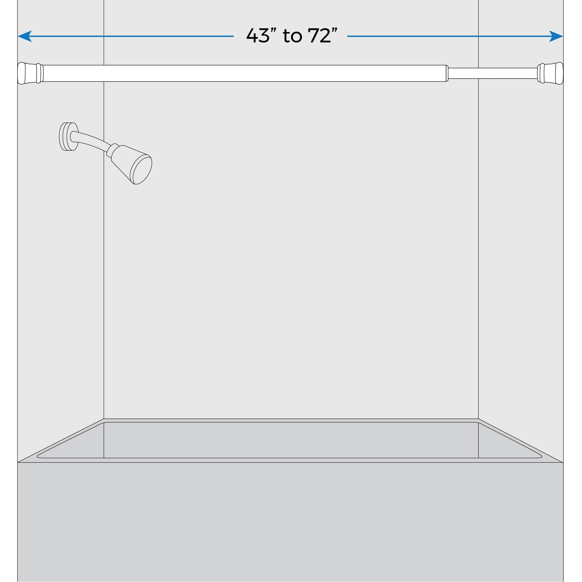 Mainstays Easy-Hang 72" Adjustable Tension Shower Curtain Rod, White