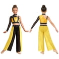 thumbnail image 2 of iiniim Girls Jazz Dance Colored Patch Party Wear Shiny Embellishment Modern Stage Contest Top with Pants Yellow 8, 2 of 7