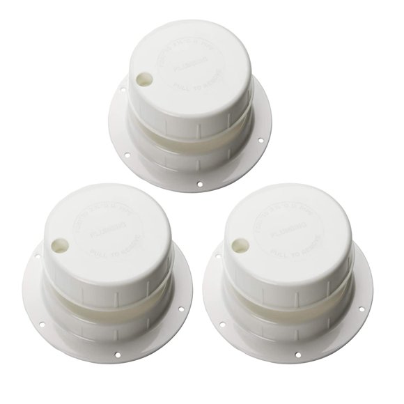 Tapa de ventilación de alcantarillado de plástico para tuberías de 1 a 2 3/8 pulgadas, blanca (paquete de 3)