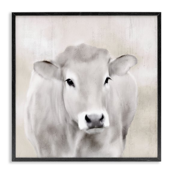 Stupell Industries Rustic Lodge Soft Cattle Portrait Black Framed Giclee Art, 12 x 12, by Kim Allen
